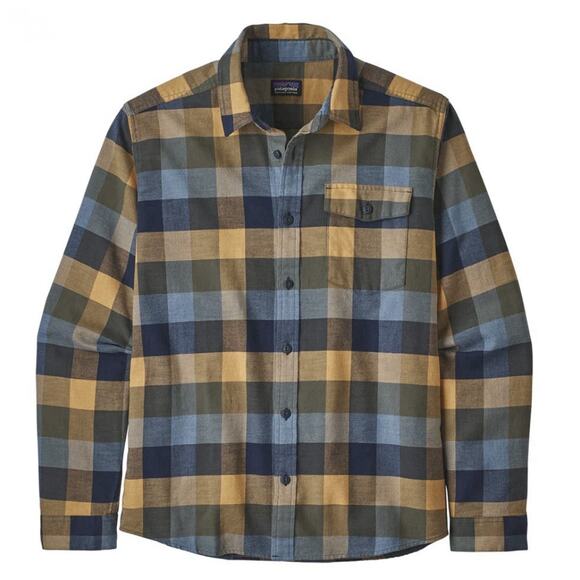 Patagonia Men's Lightweight Fjord Flannel Shirt Sz XL 54020 Orange Blue Organic - Picture 1 of 11
